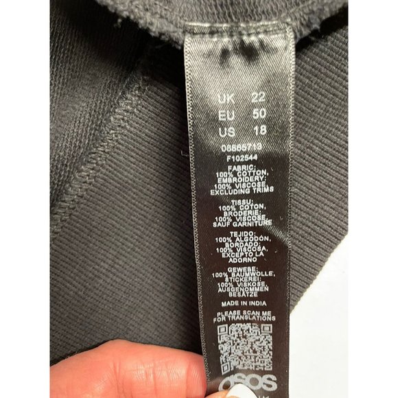 ASOS DESIGN Curve NWT Boyfriend Black LONG Pullover cardigan embroidered size 18 - Picture 11 of 11